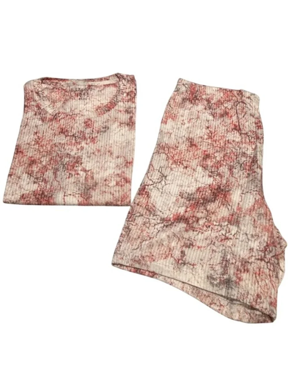 Studio 1886 Womens Ribbed Knit 2-Piece Set Pink Tie-Dye Print Size Medium - Picture 3 of 7